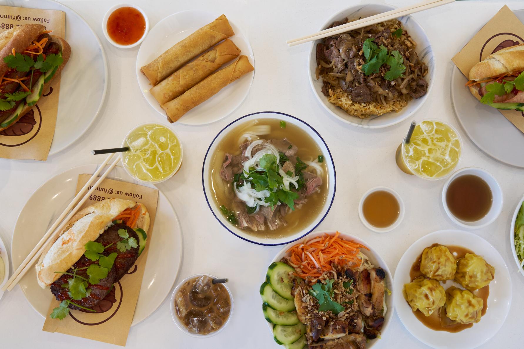 Spread of Yumrolls banh mi, cold rolls and bao buns, West Richmond